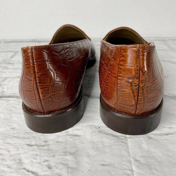 Fratelli Cavallini Womens Shoes 10M Brown Loafers Croc Print Leather NWOT - Picture 9 of 9